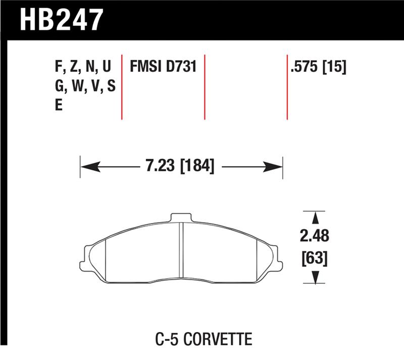 Chevrolet Corvette Z06 Brake Pad Set - Front - Hawk Performance - DTC-60 Racing - `01-`04